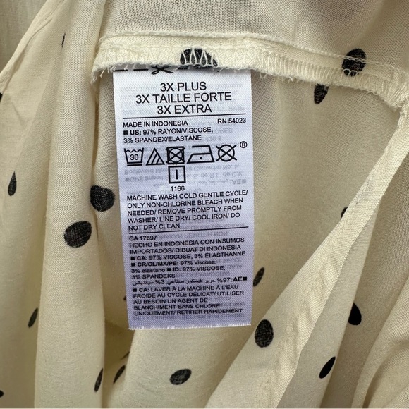 NWT Old Navy No-Peek Button-Front Plus Popover Stretch Tunic Black Dot Cream - Picture 11 of 12